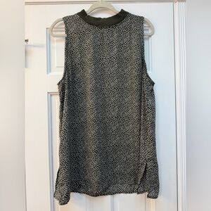 LOFT Green and White Speckle Mock-Neck Tank